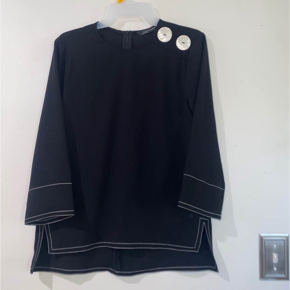 Zara Black Top with Silver Buttons